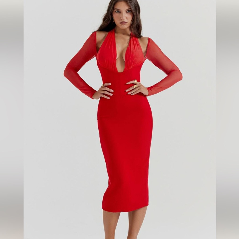 House of CB Long Sleeve Body-con Mini cocktail dress